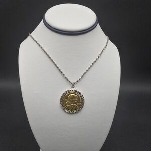 American Indian Relief Council 2014 Sacagawea Coin Pendant Necklace Silver tone